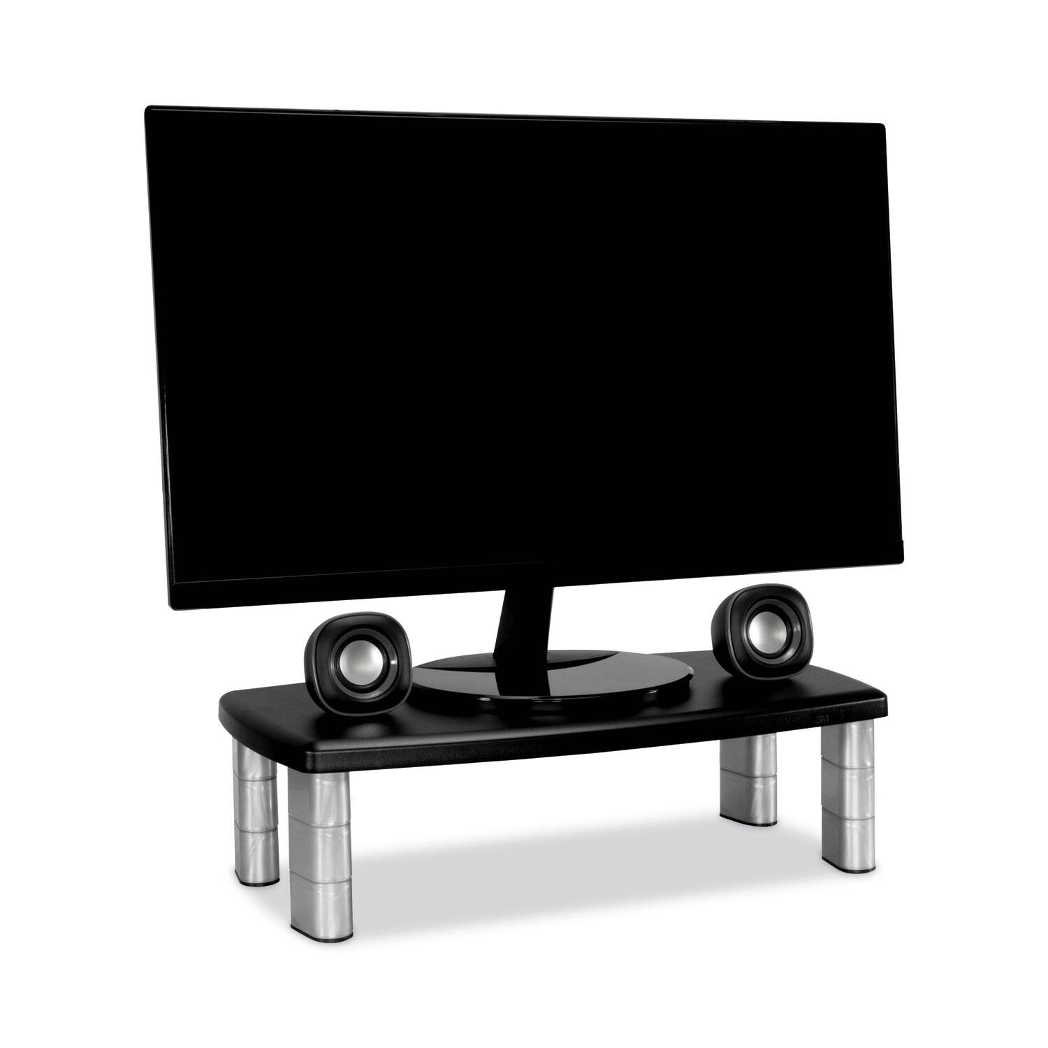 Alt View 1. 3M - 3M MS90B 20 in. x 12 in. x 1 in. to 5.78 in. 40-lb. Capacity Adjustable Monitor Stand/Silver - Silver/Black.