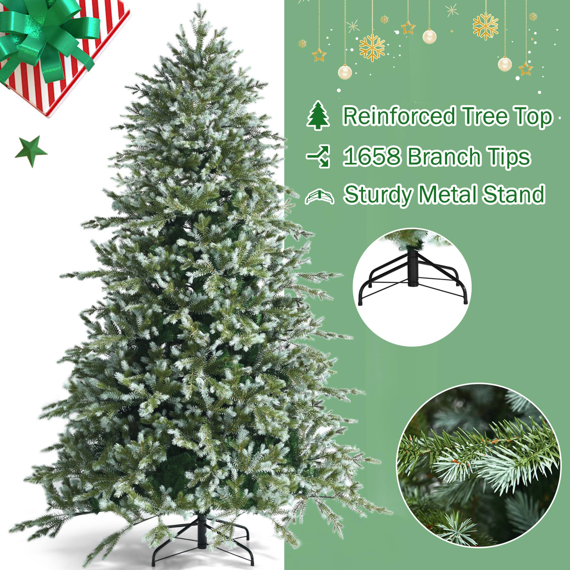 Reinforced Tree Top  
1658 Branch Tips  
Sturdy Metal Stand
