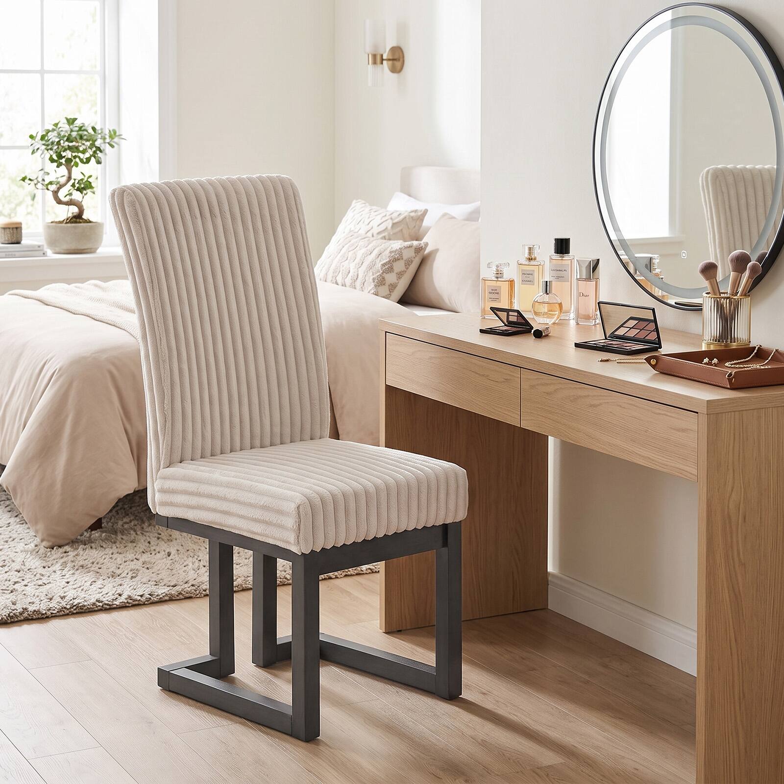 Alt View 4. Gymax - Gymax 2PCS Upholstered Dining Chairs w/Rubber Wood Legs & Padded Seat for Dining Room Beige - Beige.