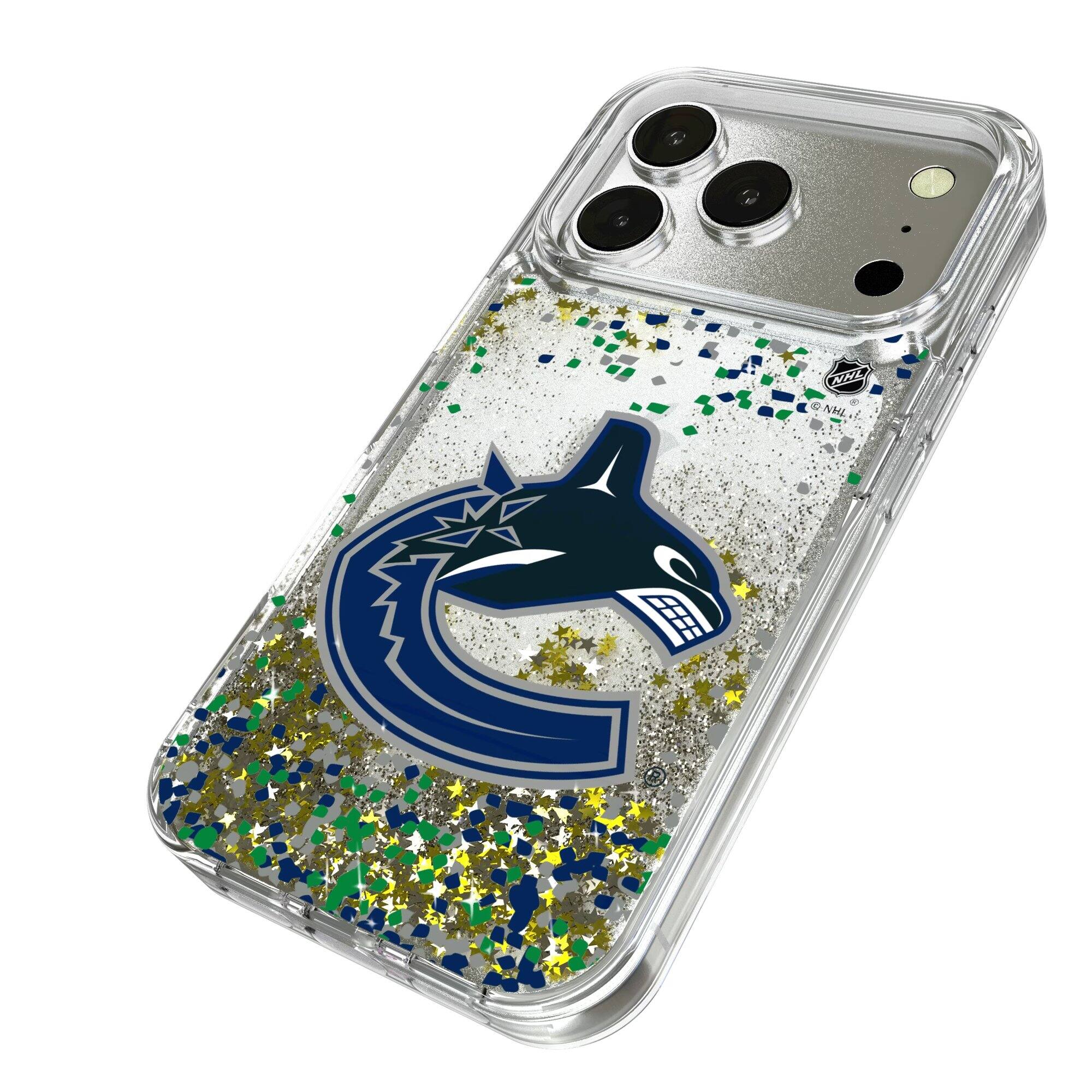 Alt View 1. Keyscaper - Vancouver Canucks iPhone Confetti Glitter Case - 14 - Multicolor.