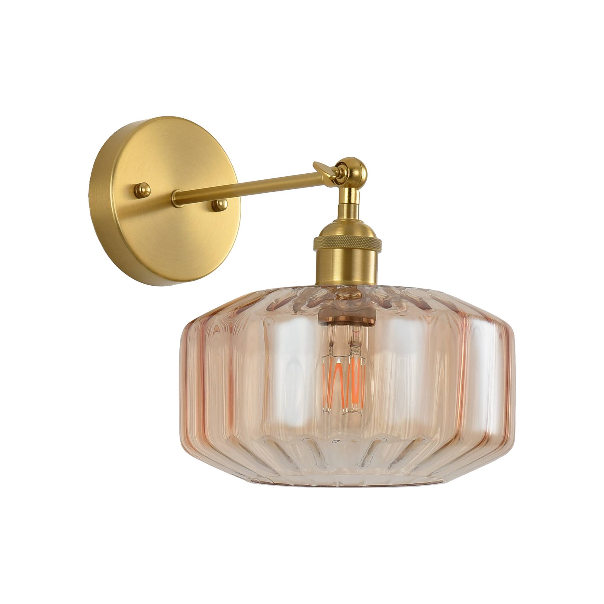 Alt View 2. Parrot Uncle - 12 Inch Modern Glass 1 Light Adjustable Wall Sconce for Bedroom and Hallway - Copper.