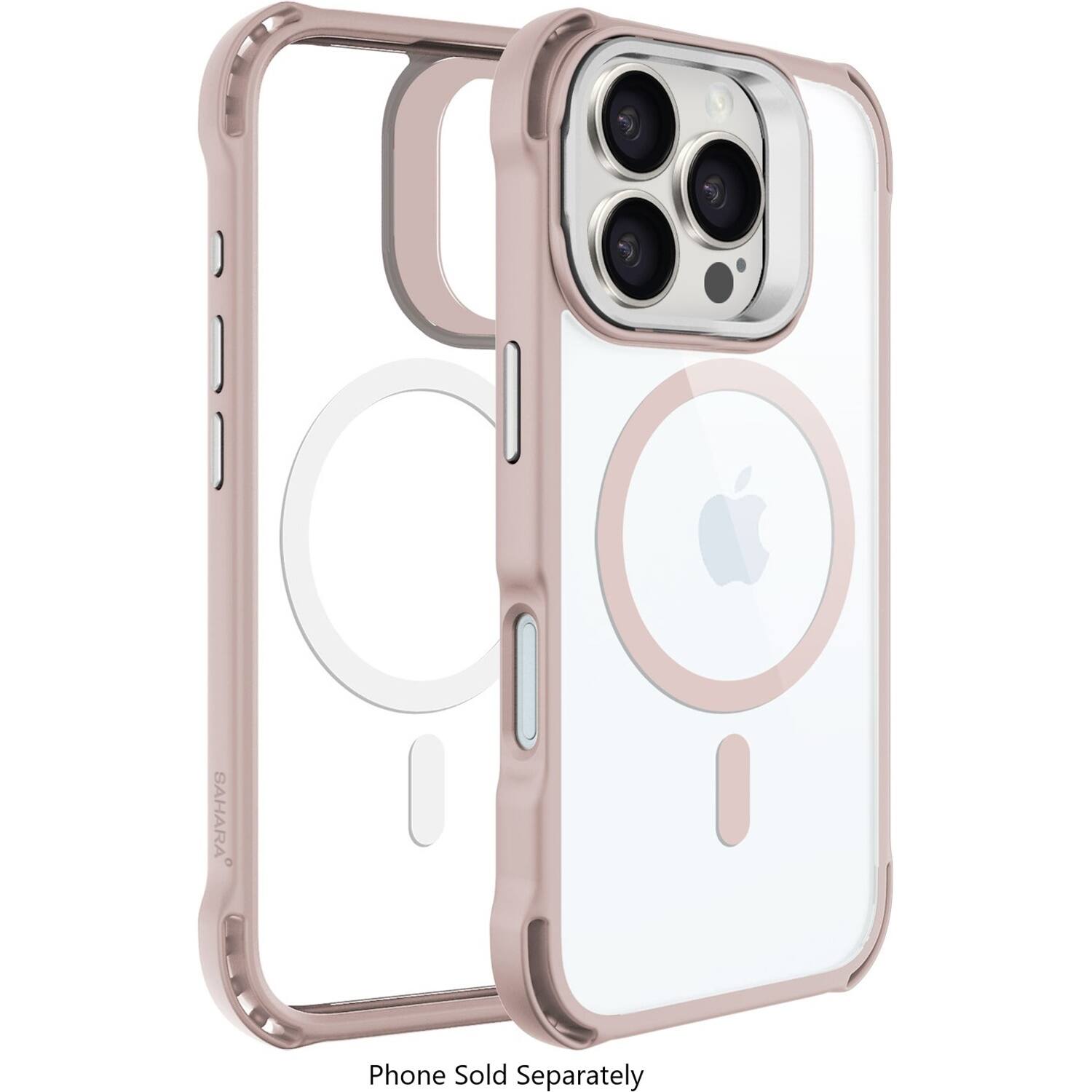 The image shows a phone case for an iPhone, which is pink and white in color. The case is designed to protect the phone from scratches and other damages. The case is made of hard plastic and features a pink and white color scheme. The case is designed to be compatible with the iPhone, and it is available for purchase separately.