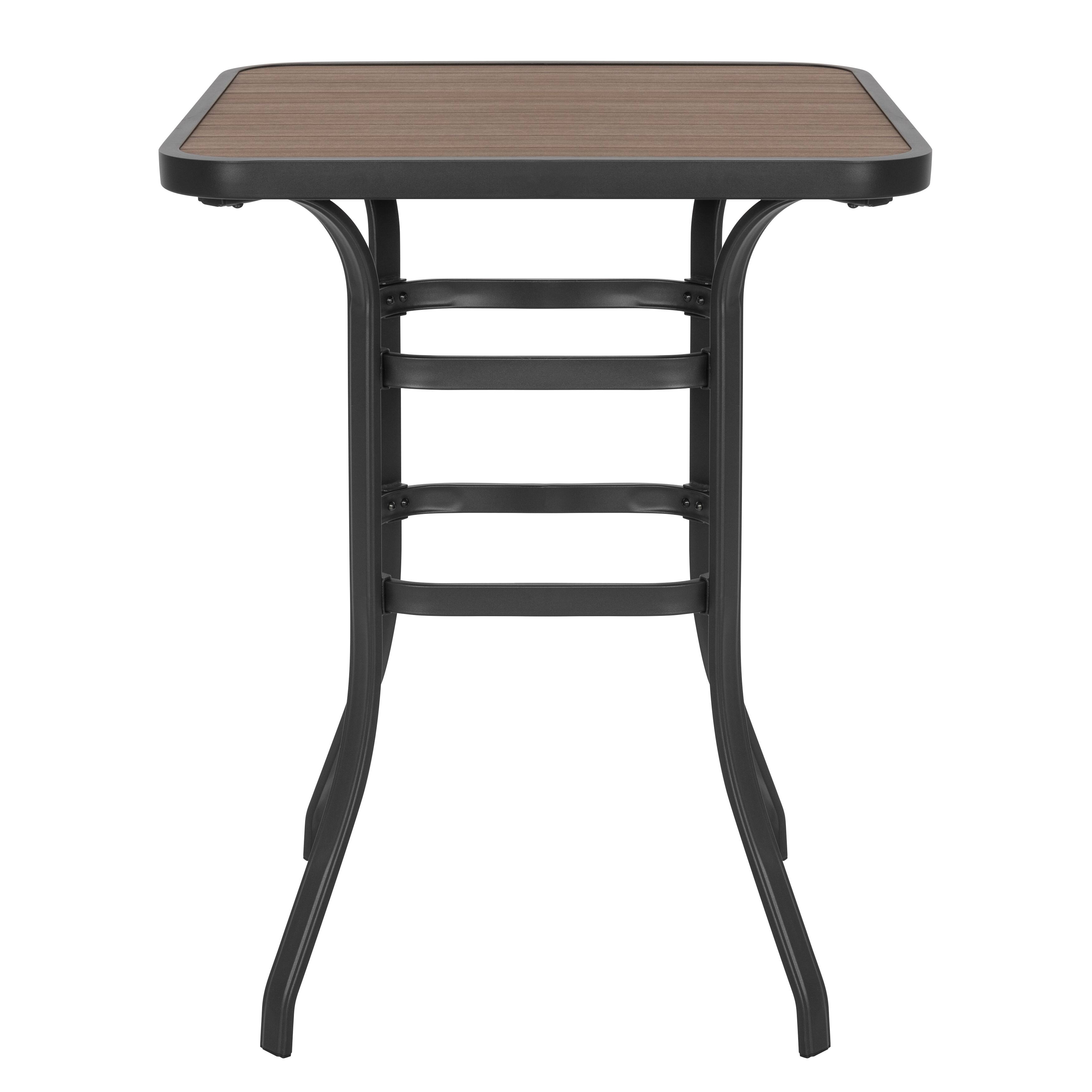Alt View 6. Nuu Garden - Outdoor Square Height Bar Table with Faux Wood Tabletop - Brown.