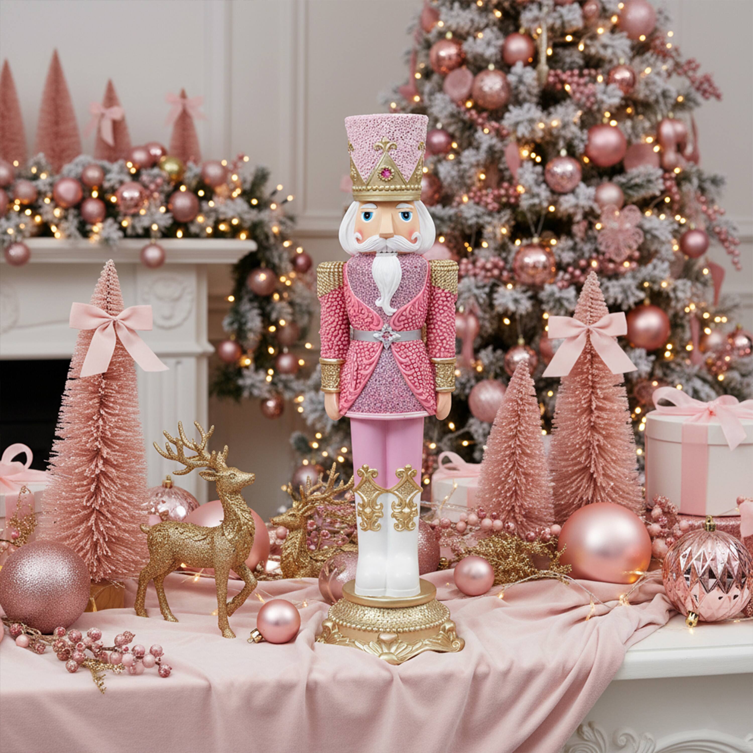 Alt View 8. Sunnydaze - Kenneth the Princely Christmas Statue - 37" H - Set of 2 - Pink.