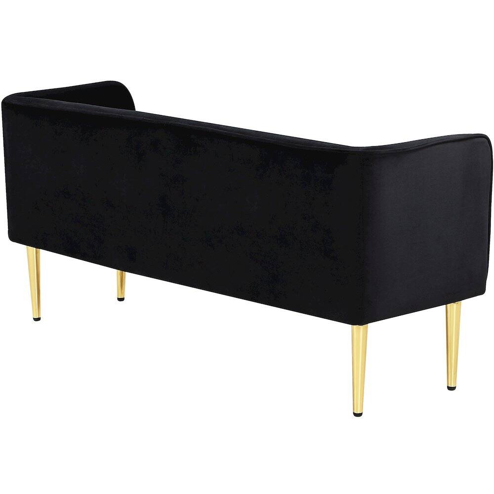 Alt View 3. Meridian Furniture - Audrey Black Velvet Bench - Black.