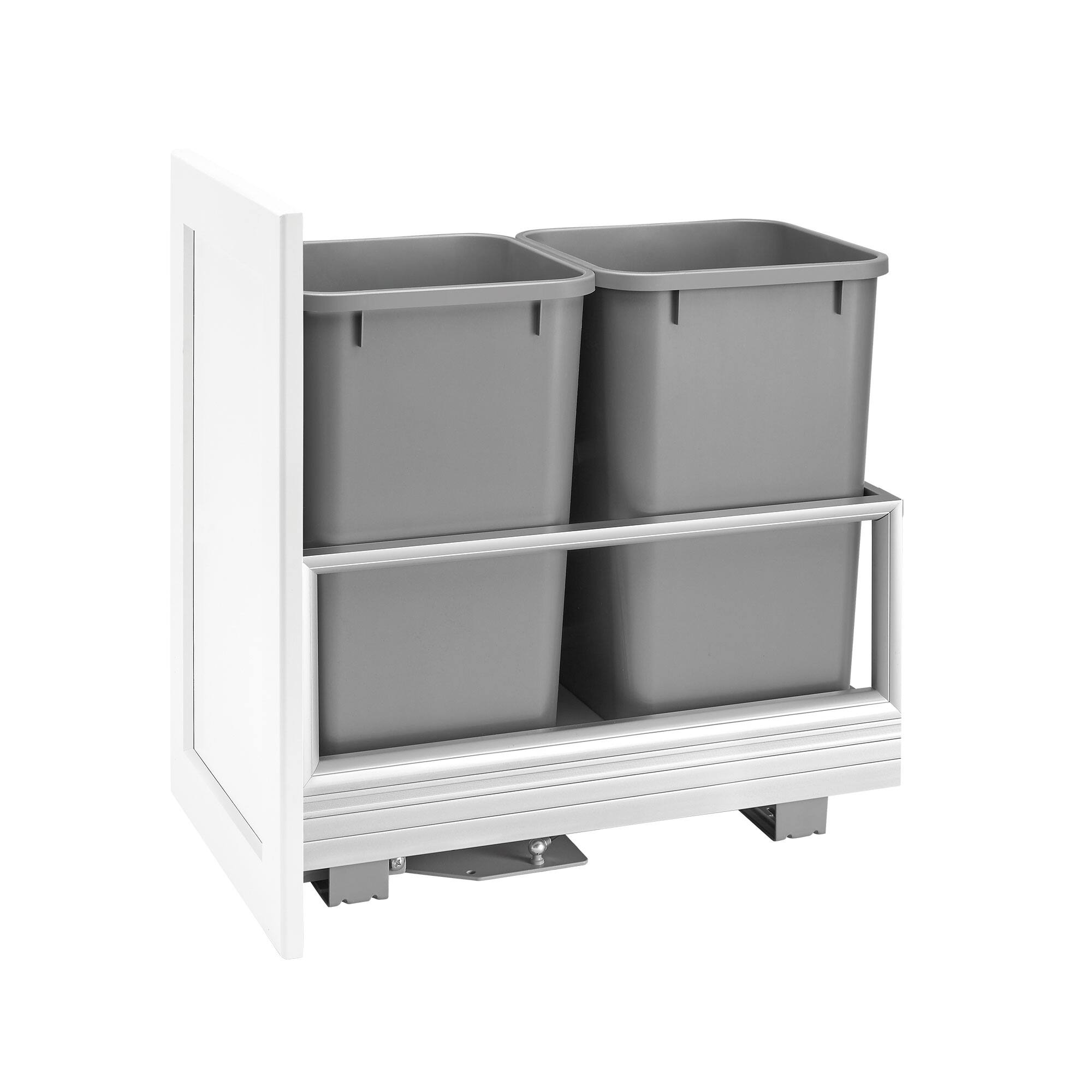 Rev-A-Shelf - Double Pullout Kitchen Trash Can 27 qt. Rev-A-Motion, 5149-1527DM-217 - Silver