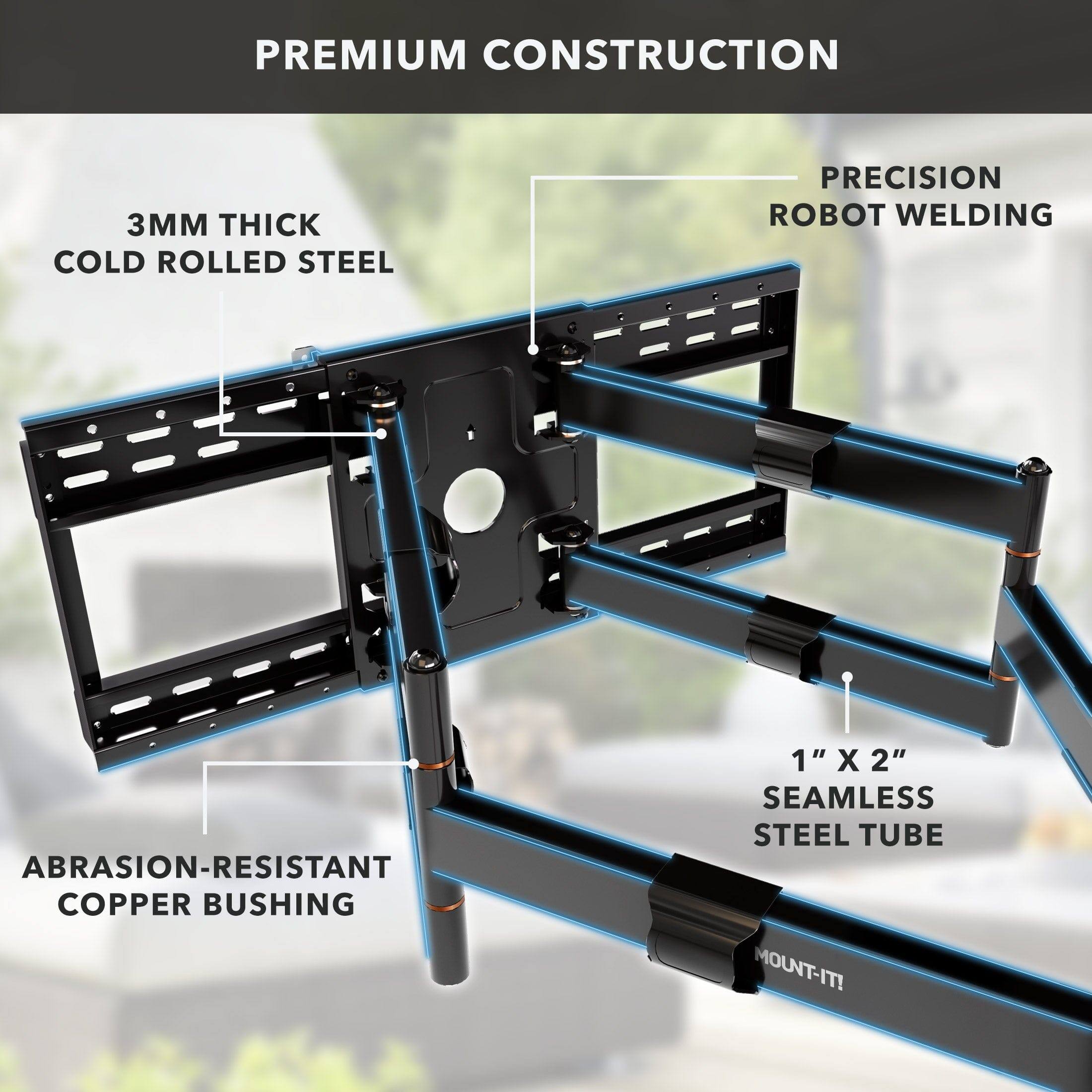PREMIUM CONSTRUCTION

- 3MM THICK COLD ROLLED STEEL
- PRECISION ROBOT WELDING
- ABRASION-RESISTANT COPPER BUSHING
- 1" X 2" SEAMLESS STEEL TUBE