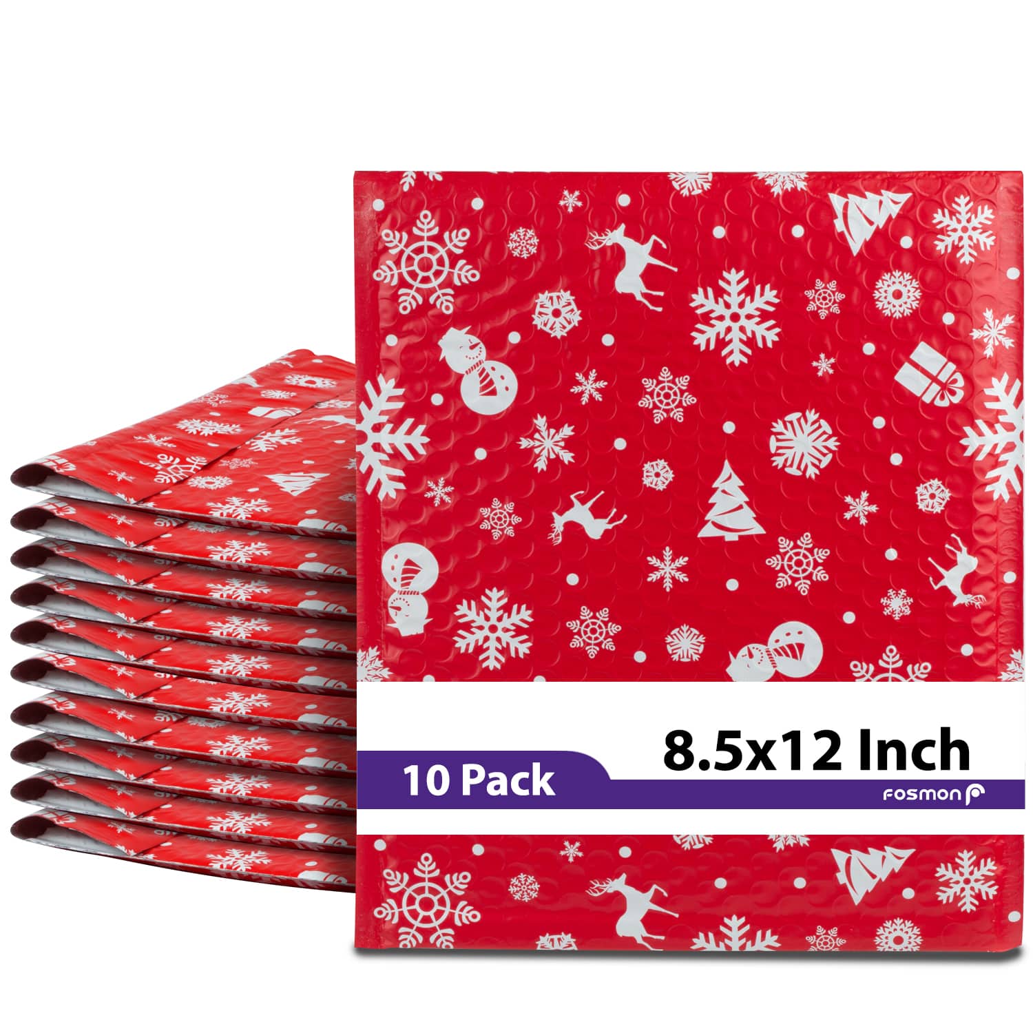 "Fosmon - 8.5 x 12 - 10 Pack #2 Christmas Holiday Poly Bubble Mailer Gift Wrap, Padded Shipping Envelopes, 8.5 x 11"" Usable Size - Multi" price history on PriceWatchPro