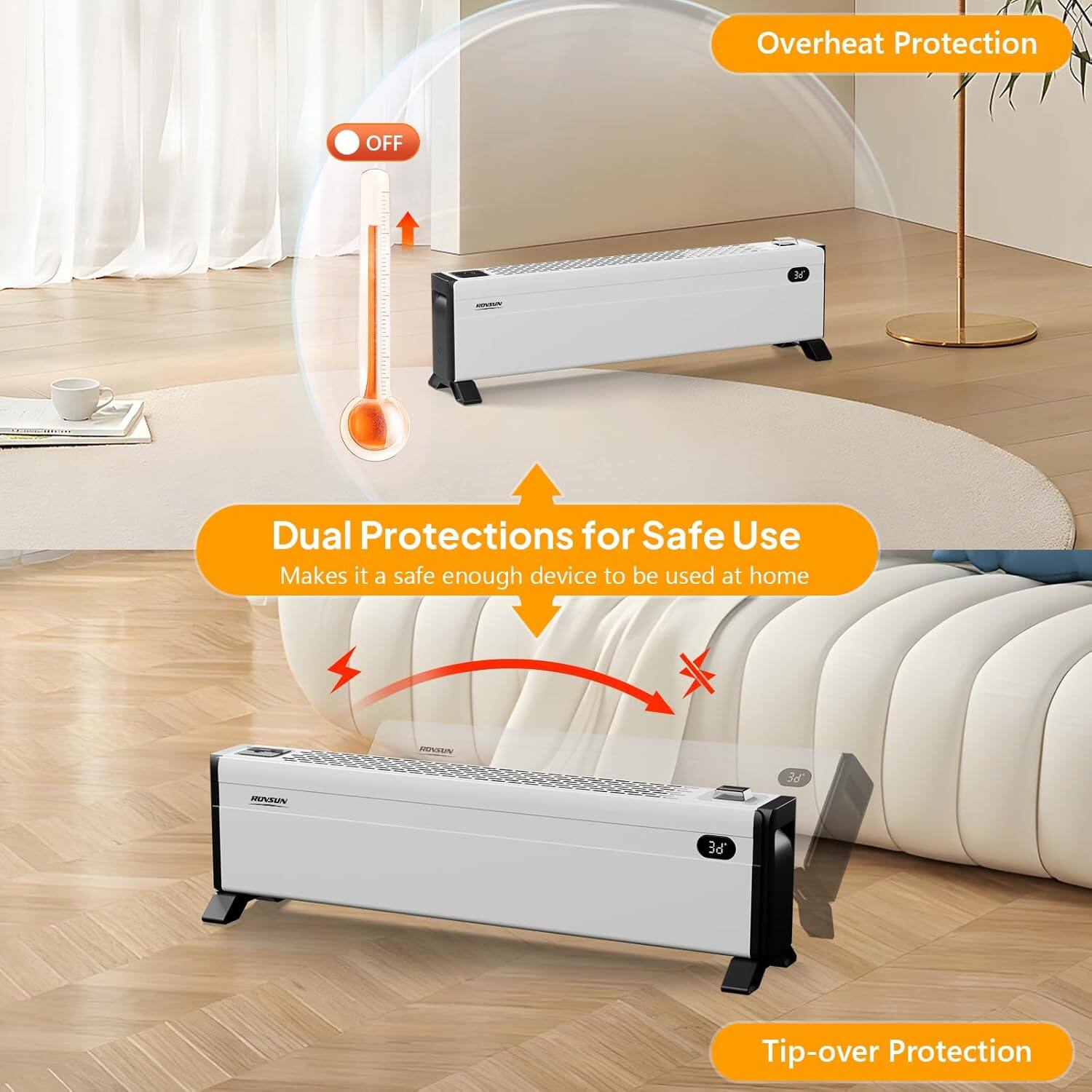Overheat Protection OFF  
Dual Protections for Safe Use  
Makes it a safe enough device to be used at home  
Tip-over Protection