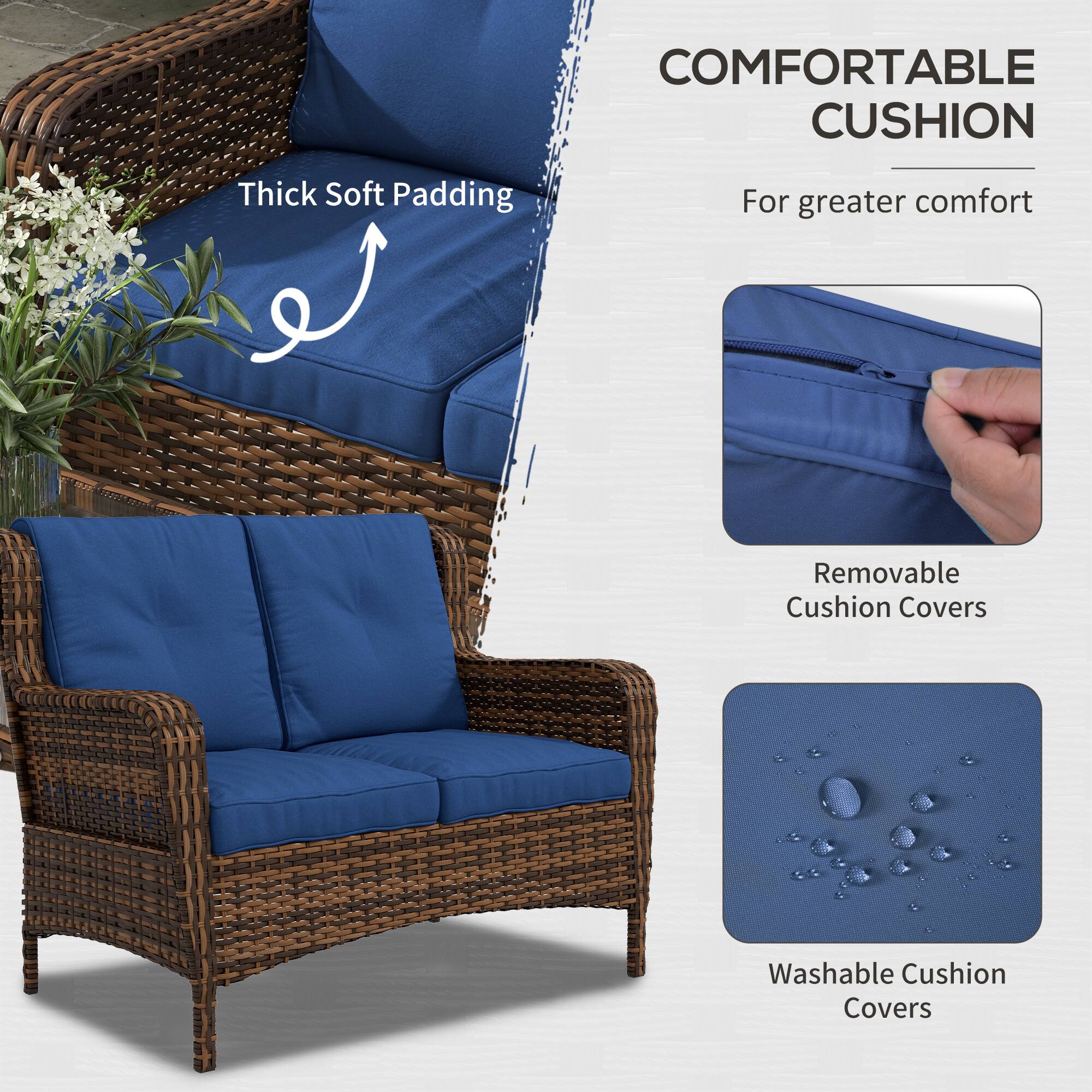 **COMFORTABLE CUSHION**

- Thick Soft Padding
- For greater comfort
- Removable Cushion Covers
- Washable Cushion Covers