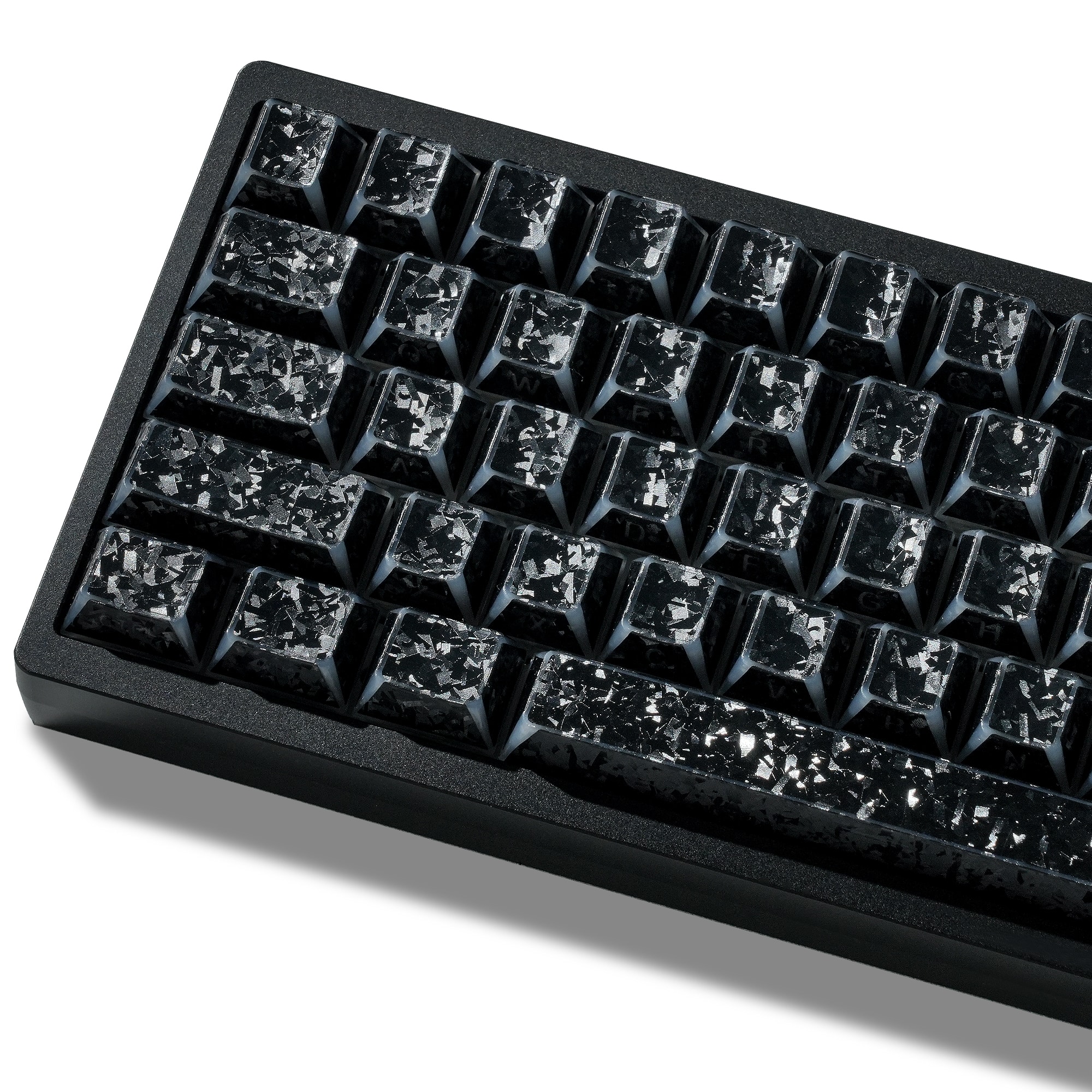 Womier - Double Shot PBT Keycaps, Shine Through Forged Carbon Pattern Keys for 61/64/68/84/87/100/104/108 Mechanical Keyboard - Black