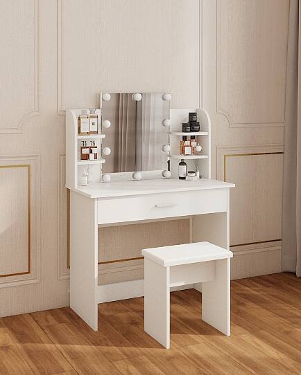 Angle. COWLOWN - Single Drawer Dresser Table Ancient White Bedroom Storage Furniture - Ancient White.