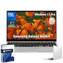 Samsung - Galaxy Book4 15.6" FHD Laptop - Intel Core 7-150U - 16GB RAM - 1TB SSD - Backlit KB - Fingerprint - Win 11 Pro - Silver