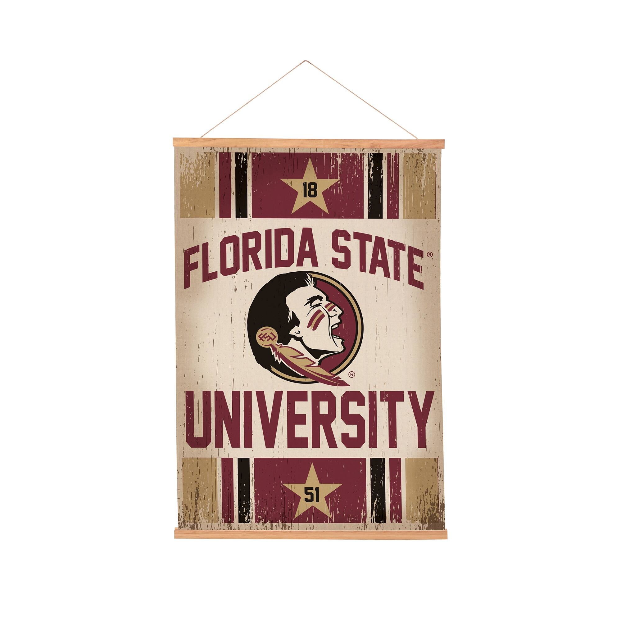 Florida State Seminoles 24" x 36" Antique Style Canvas Wall Art Tapestry with Wood Frame