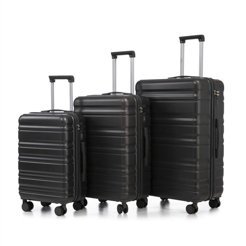 Front. HTUTWOO - ABS 3-Piece Spinner Wheel Luggage Set -Carry On Suitcase with Combination Lock,20/24/28" Lightweight Hardside Travel Set - Dark Gray.