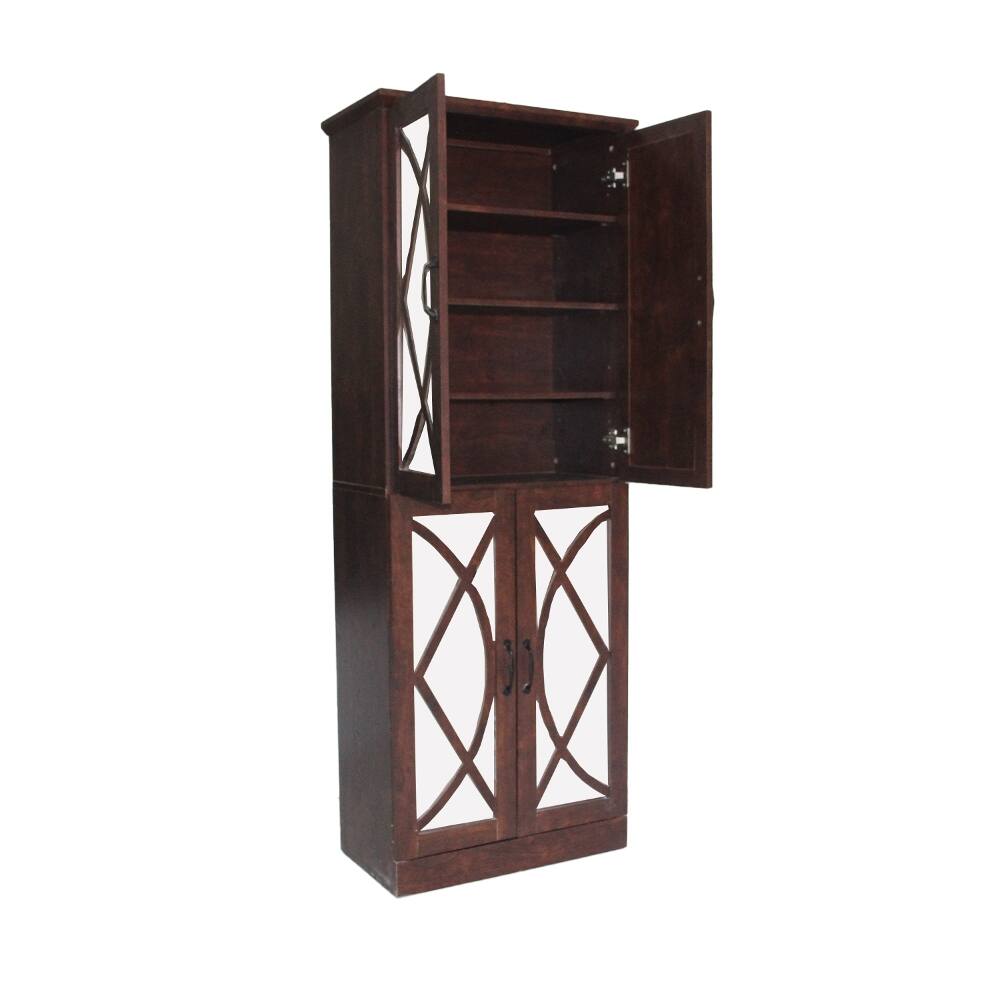 Alt View 4. Loheer - Loheer 68-inch tall shoe cabinet with doors, Walnut Brown 8-tier shoe storage cabinet, 25.6 W x 68 H - Walnut Brown.