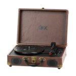 Front Zoom. QFX - Turntable - Brown.