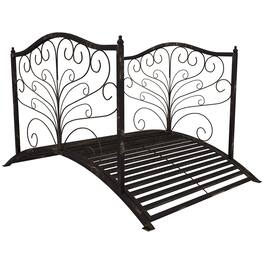 Outsunny - 4’ Metal Arch Backyard Garden Bridge with Safety Siderails, Delicate Scrollwork, & Easy Assembly - Black, Bronze