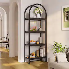 Tribesigns - Bookshelf with Engineered Wood Construction and Metal Frame for Living Room, Home Office and Bedroom - Black