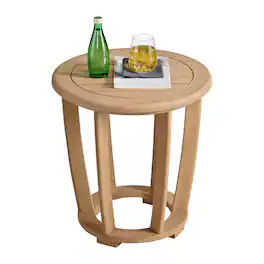 Alaterre Furniture - Orris Outdoor Side Table - 19.7” Weather-Resistant Eucalyptus Wood Round Outdoor Table with Slatted Tabletop - Brown