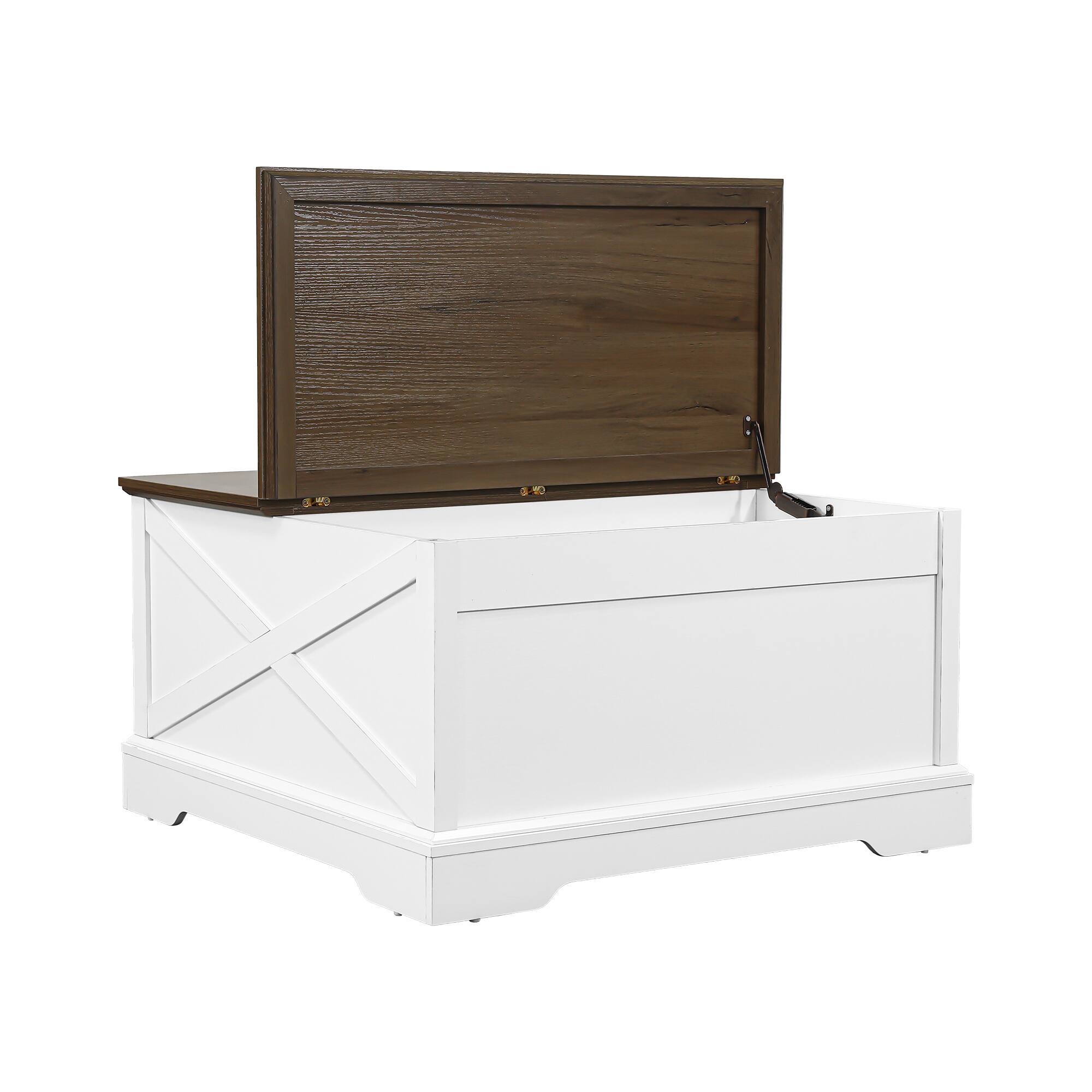 Alt View 10. Ihomeadore - 31.5 Inch Modern Farmhouse Square Flip Top Coffee Table with Hidden Storage Box and Sliding Barn Door - White.