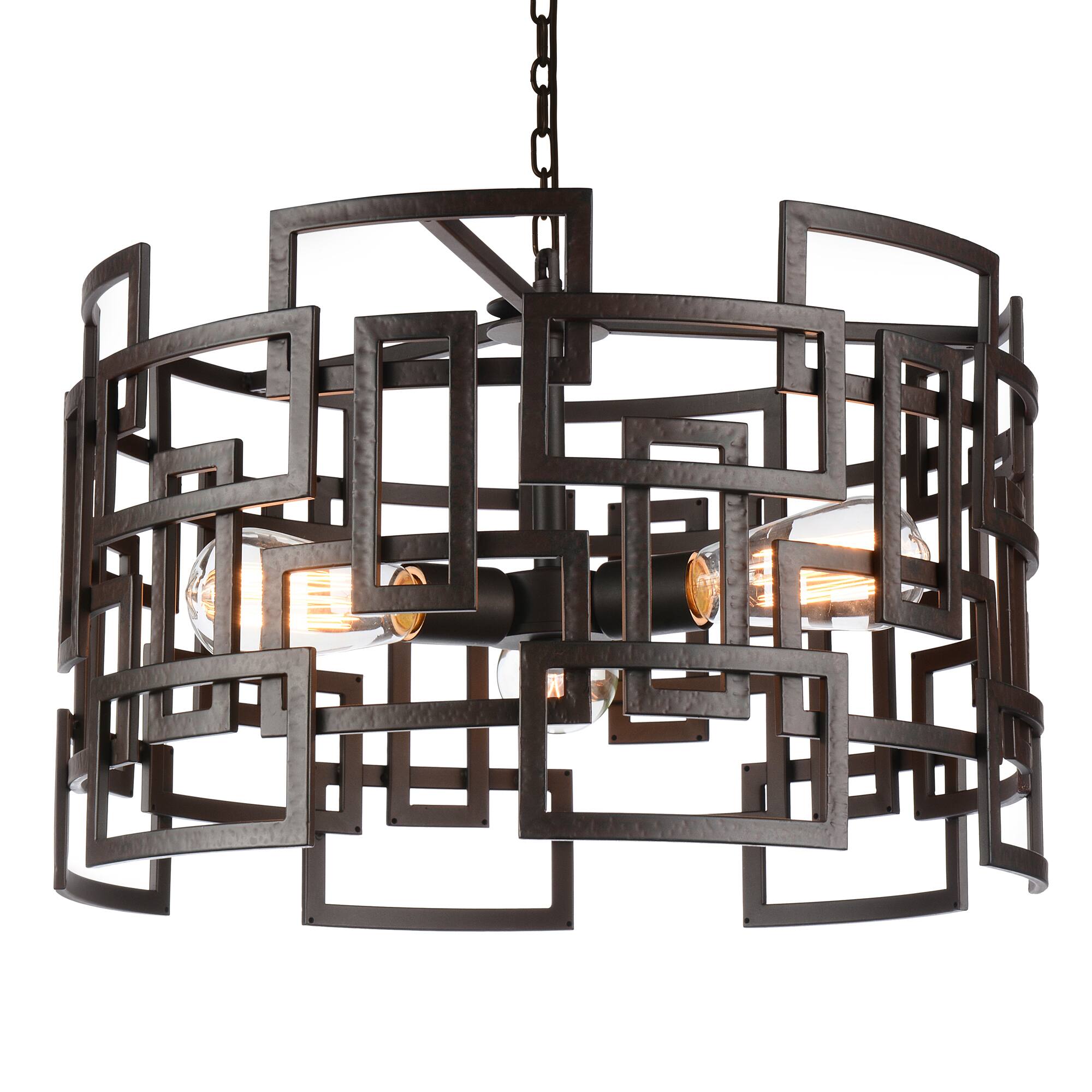 Angle. CWI Lighting - Litani 3 Light Down Chandelier With Brown Finish - Brown.