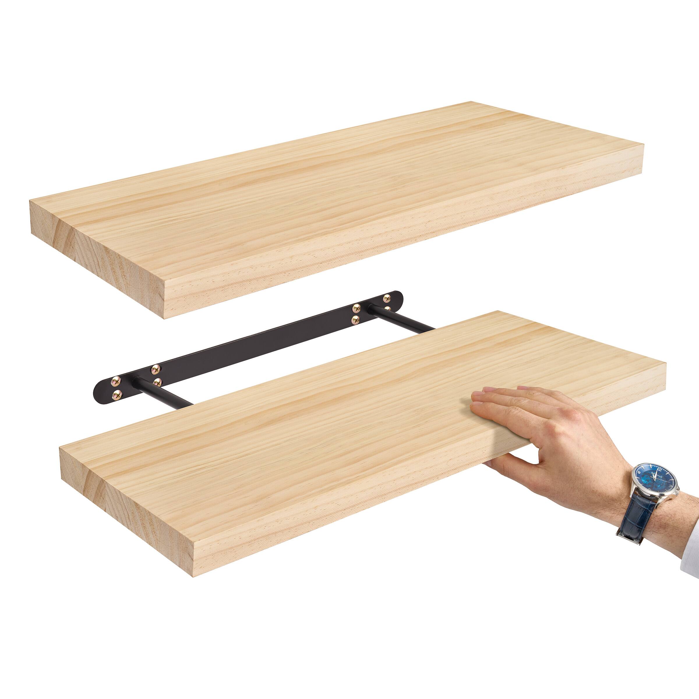 Alt View 7. Sorbus - Sorbus 2 Pack 24" Solid Wood Floating Shelves - for Bathroom Decor, Books, Bedroom & Living Room - Natural.