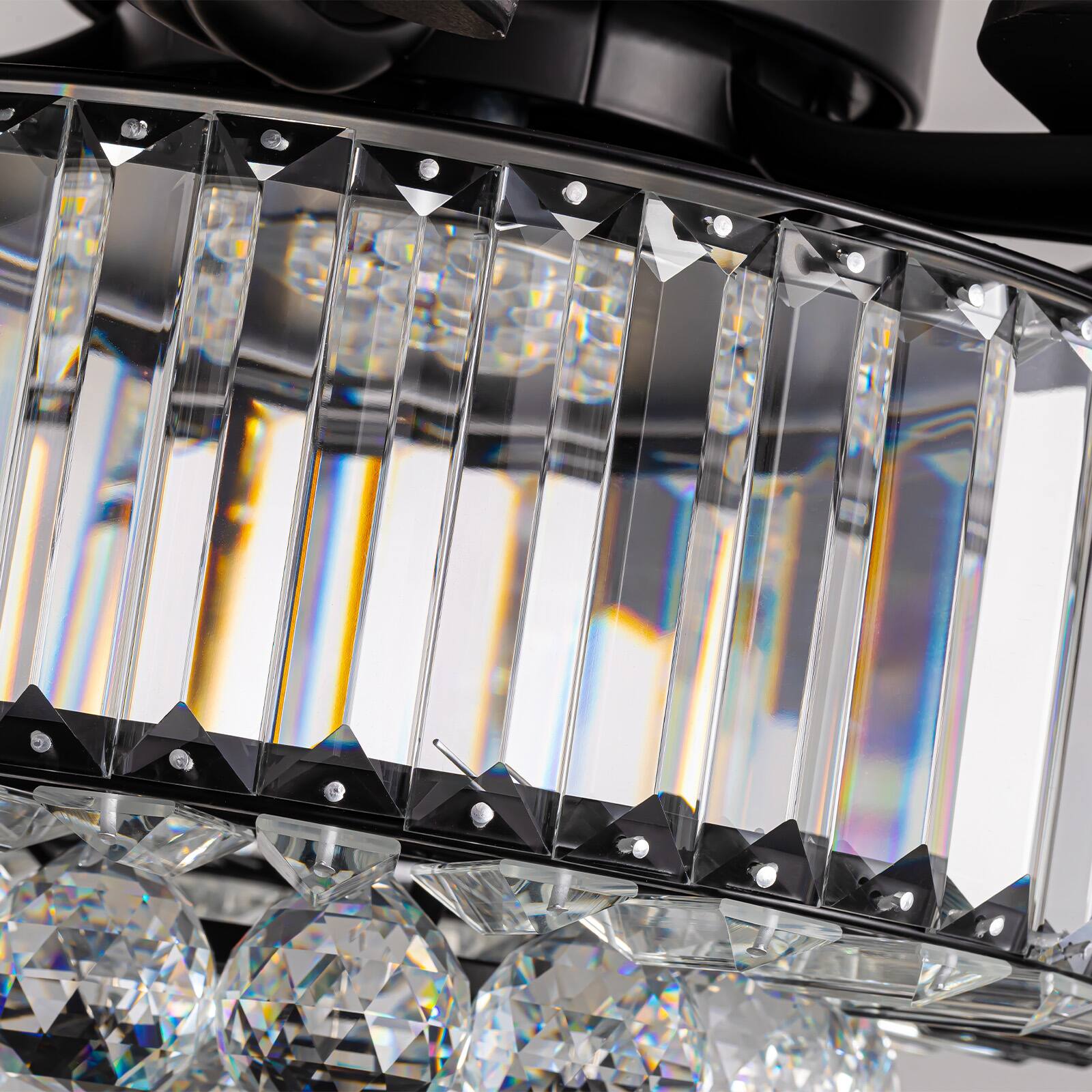 Alt View 5. Siljoy - 52 Inch Crystal Chandelier Ceiling Fan with Lights Remote Elegant Design 5 Blades Included for Bedroom Living Room - Black.