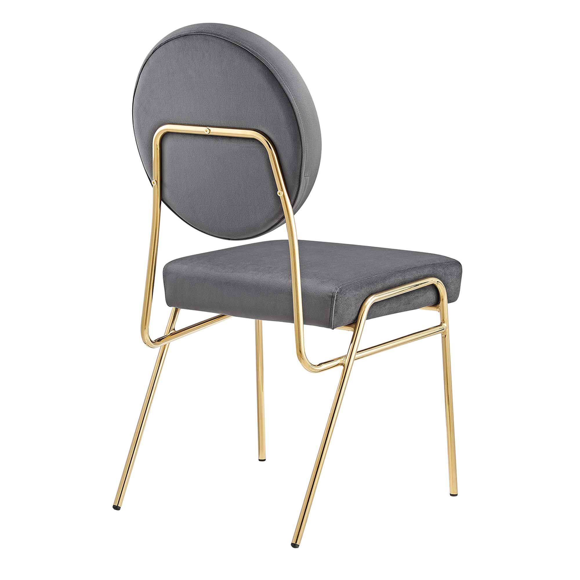 Craft Performance Velvet Dining Side Chair by Modway - Gold Gray - Thumbnail 4