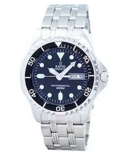 RATIO - Free Diver Professional 200M Sapphire Quartz 36JL140 Men's Watch - Black