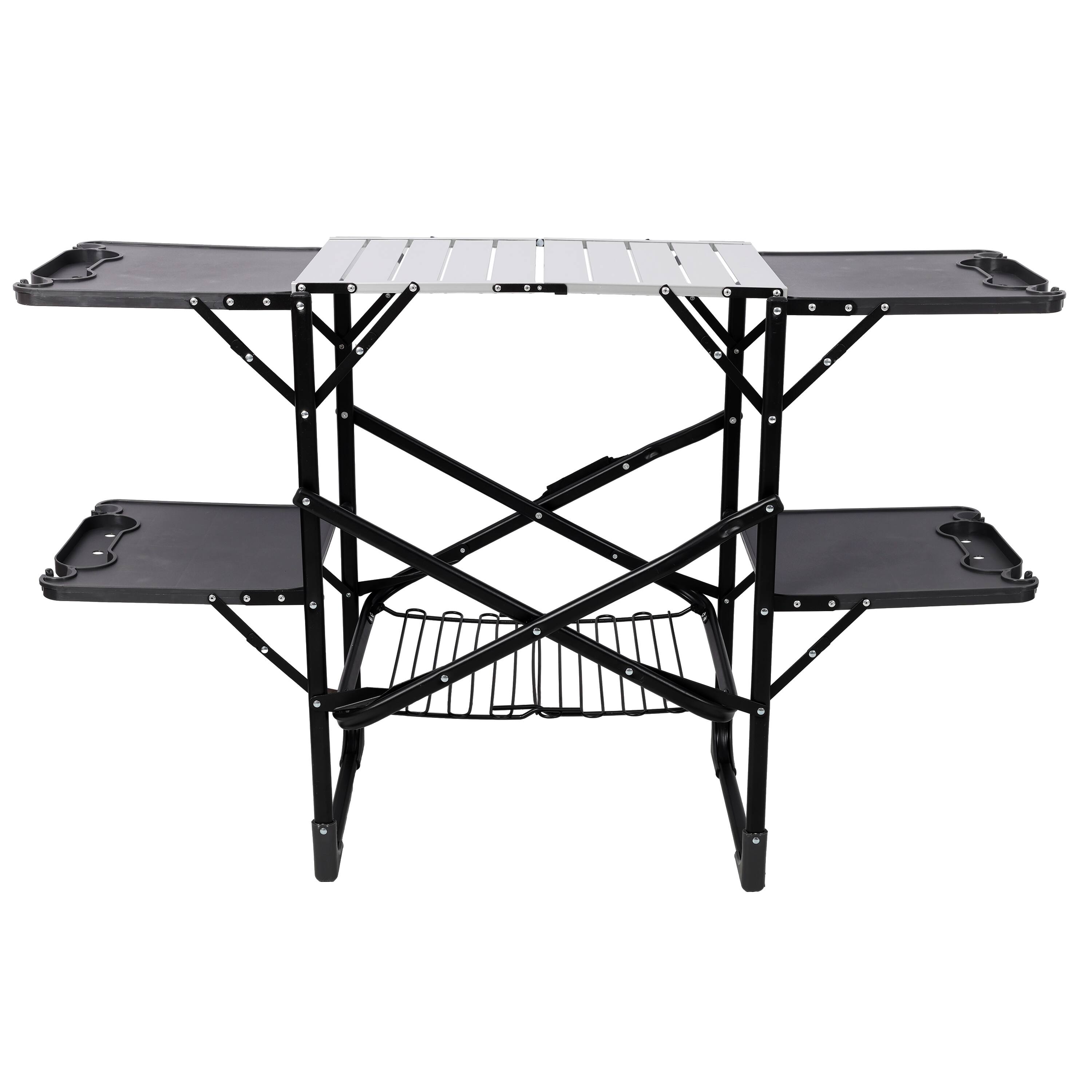 Left. Loheer - Loheer Camping Kitchen Table Outdoor Cooking Station with Storage - Black.