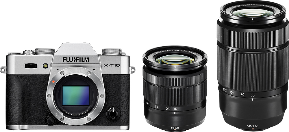 nietig krassen uitlokken Fujifilm X Series X-T10 Mirrorless Camera with 16-50mm and 50-230mm Lenses  Silver 16471196 - Best Buy
