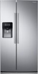 Front. Samsung - 24.5 Cu. Ft. Side-by-Side Refrigerator with Thru-the-Door Ice and Water - Stainless Steel.