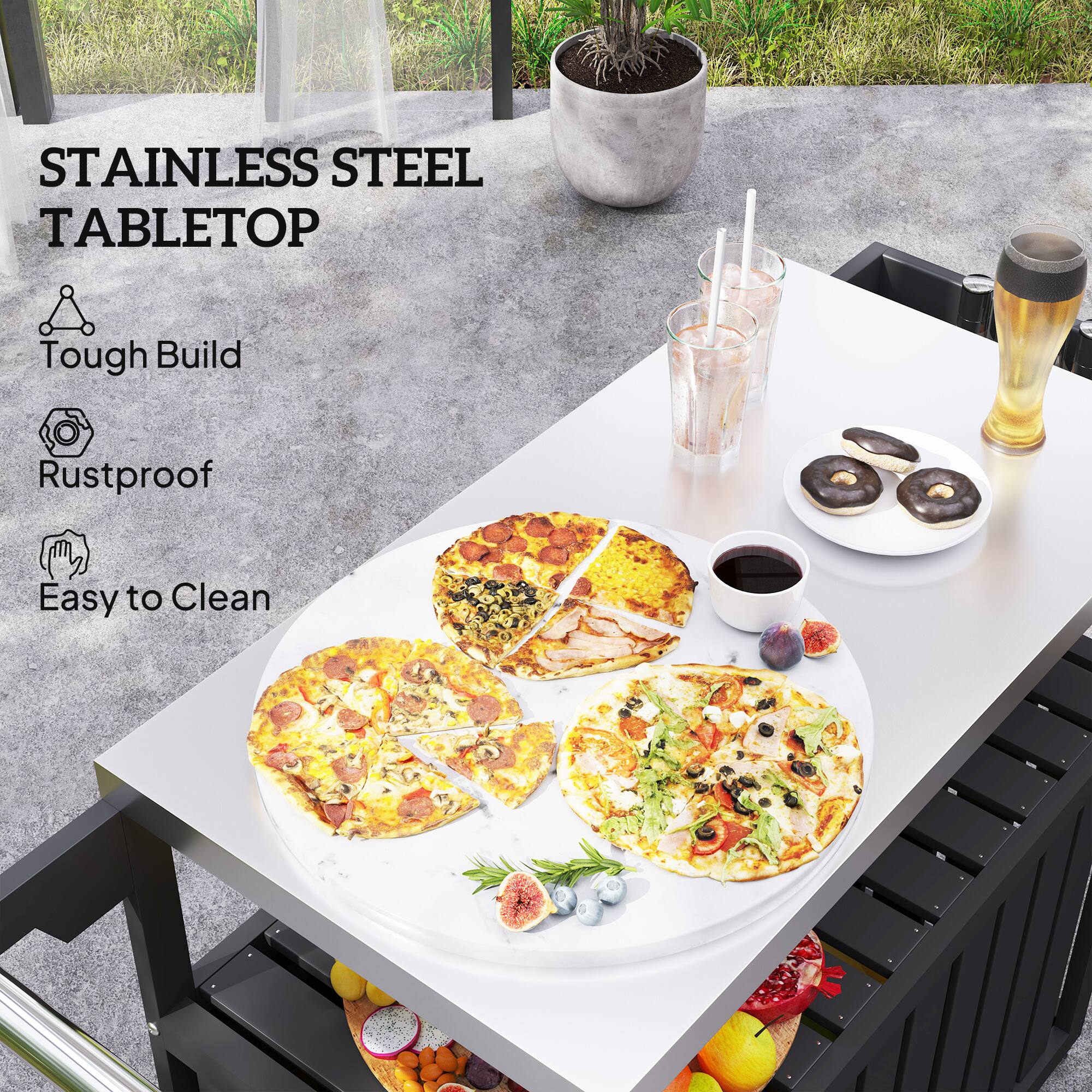 STAINLESS STEEL TABLETOP

Tough Build
Rustproof
Easy to Clean