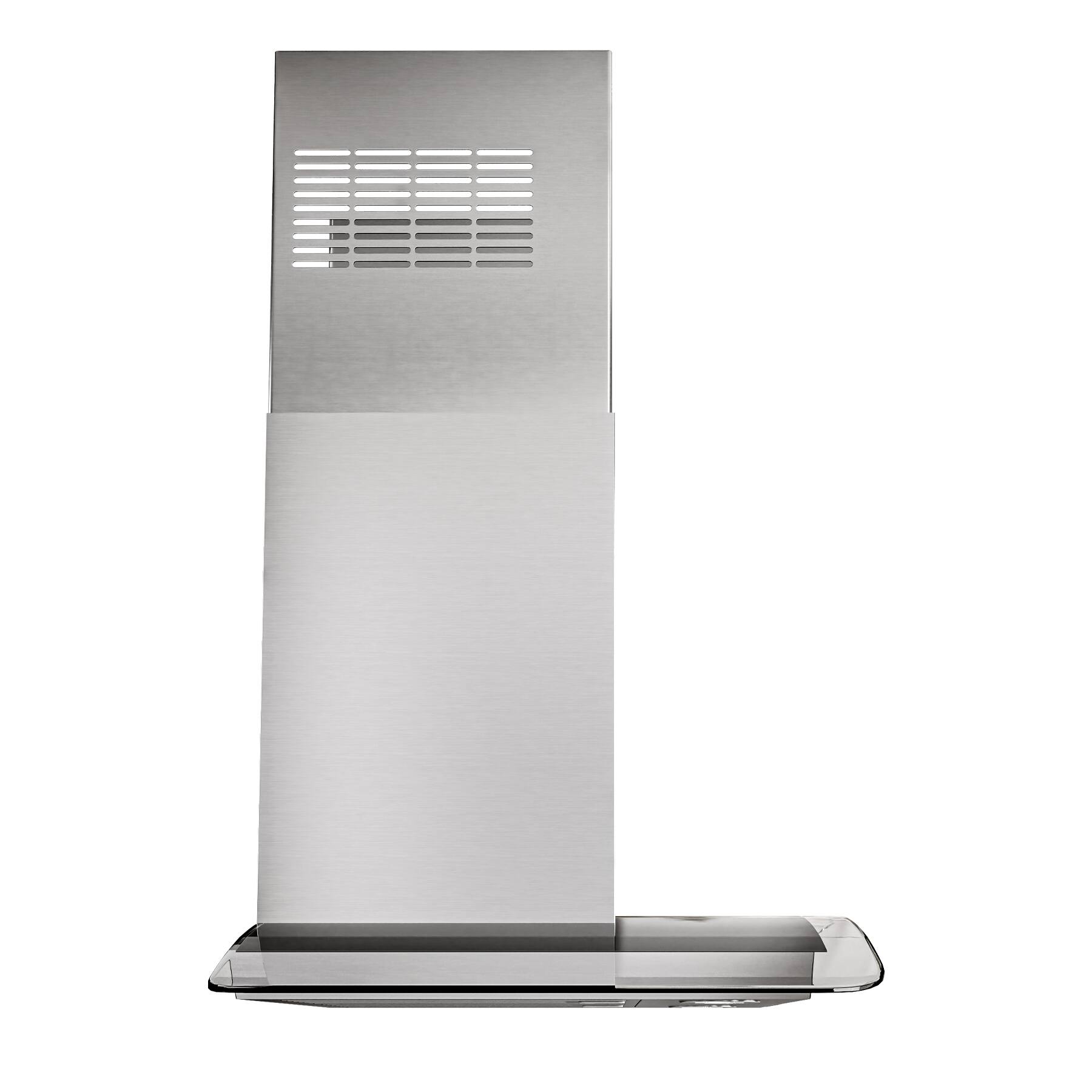 Left. Onefly - 30 inches - Ducted - Wall Mount Range Hood - silver.
