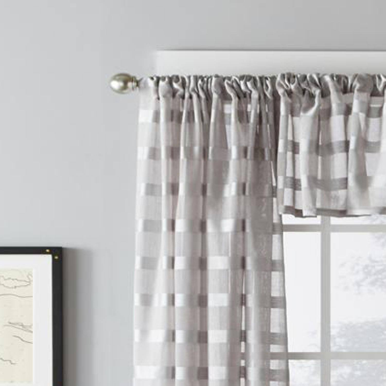 Angle. SKL Home - Saturday Knight Ltd Parkland Windowpane Tailored Fabric Panel - 55" x 95" Dove Gray - Dove gray.