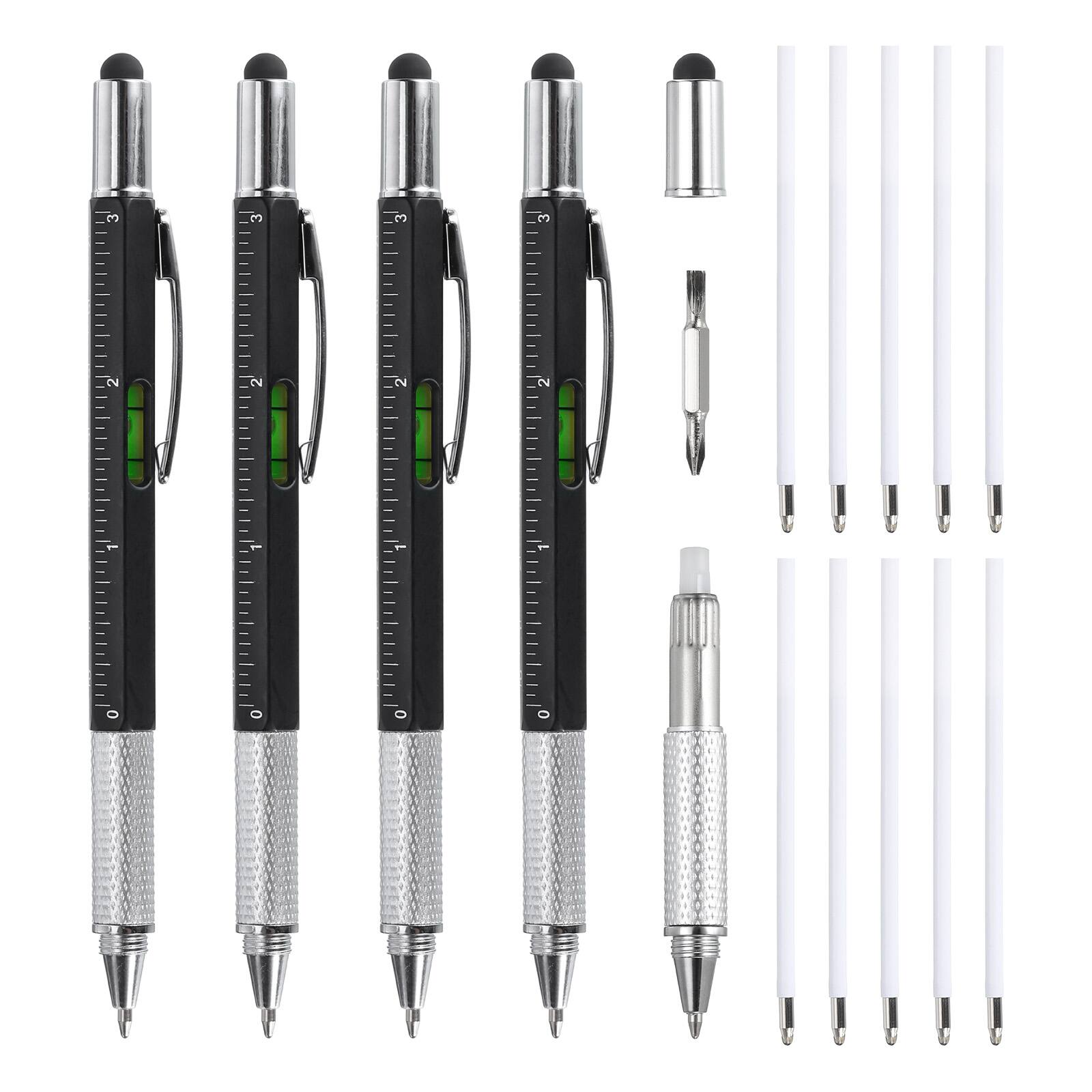 Unique Bargains - 4pcs 6 in 1 Multitool Tech Tool Pen with Ballpoint Pen, Ruler, Screwdriver, Stylus, Level Gauge, Refills for Birthday - Black price history on PriceWatchPro