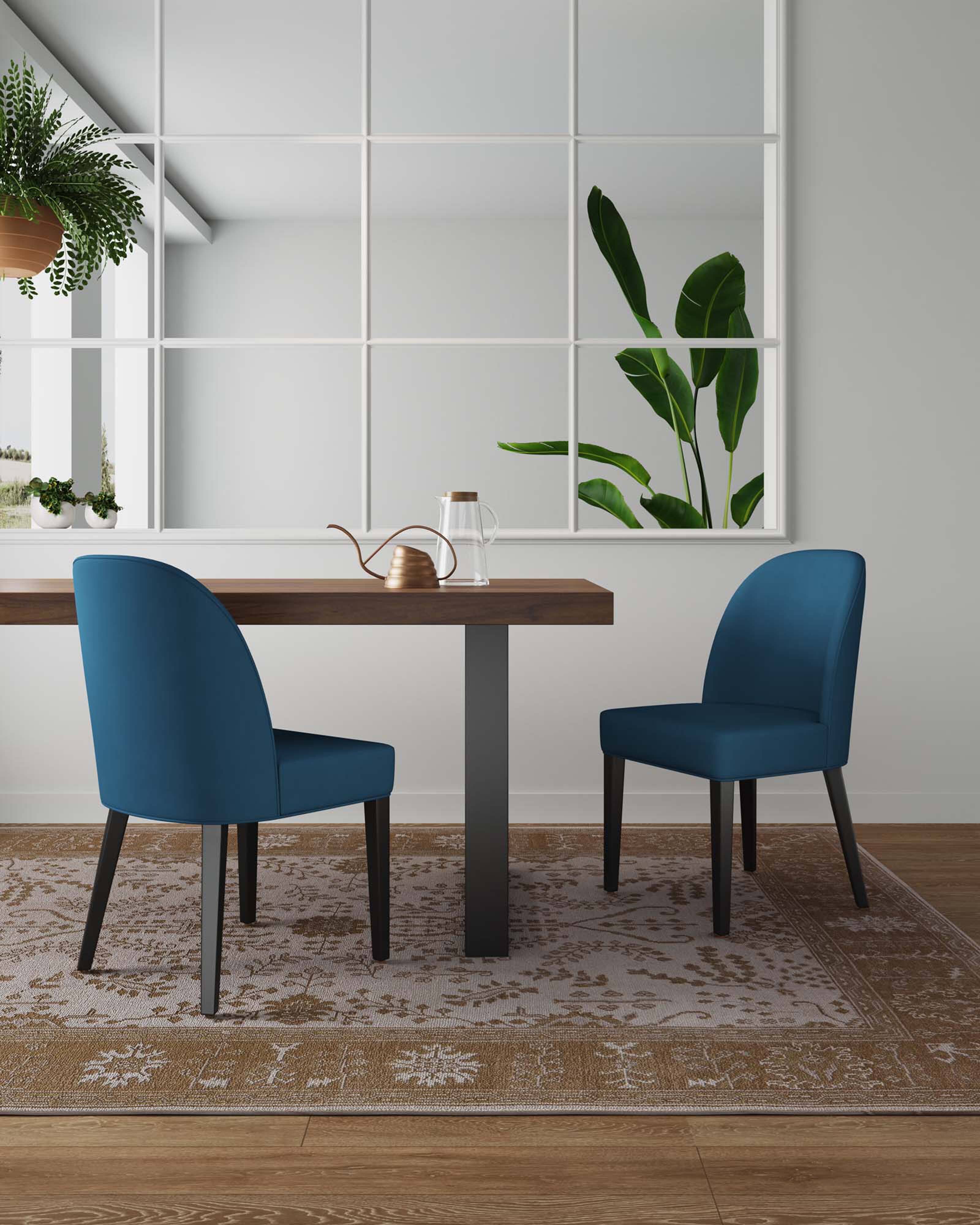 Angle. Manhattan Comfort - Hillman Modern Wood Upholstered Dining Chair - Set of 2 - Blue.