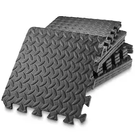 Philosophy Gym - Exercise Flooring Mats - Foam Rubber Interlocking Puzzle Floor Tiles - Black