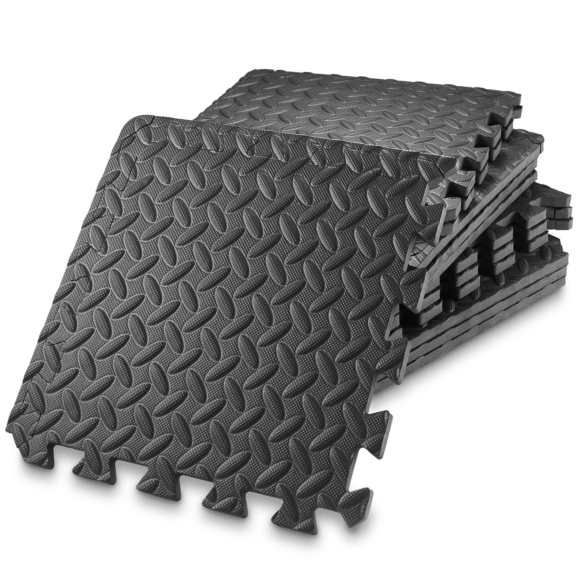 Front. Philosophy Gym - Exercise Flooring Mats - Foam Rubber Interlocking Puzzle Floor Tiles - Black.