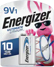 Front. Energizer - Energizer Ultimate Lithium 9V Batteries (1 Pack), Lithium 9 Volt Batteries - silver.