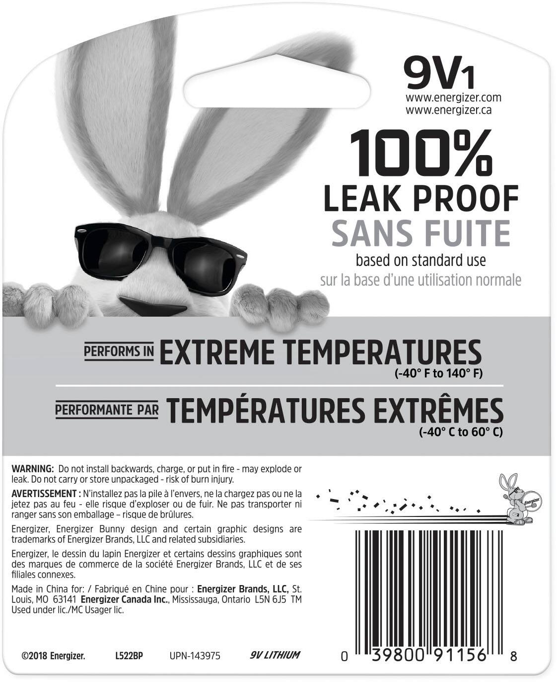 Alt View 1. Energizer - Energizer Ultimate Lithium 9V Batteries (1 Pack), Lithium 9 Volt Batteries - silver.