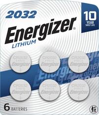 Front. Energizer - 2032 Batteries (6 Pack), 3V Lithium Coin Batteries - Silver.