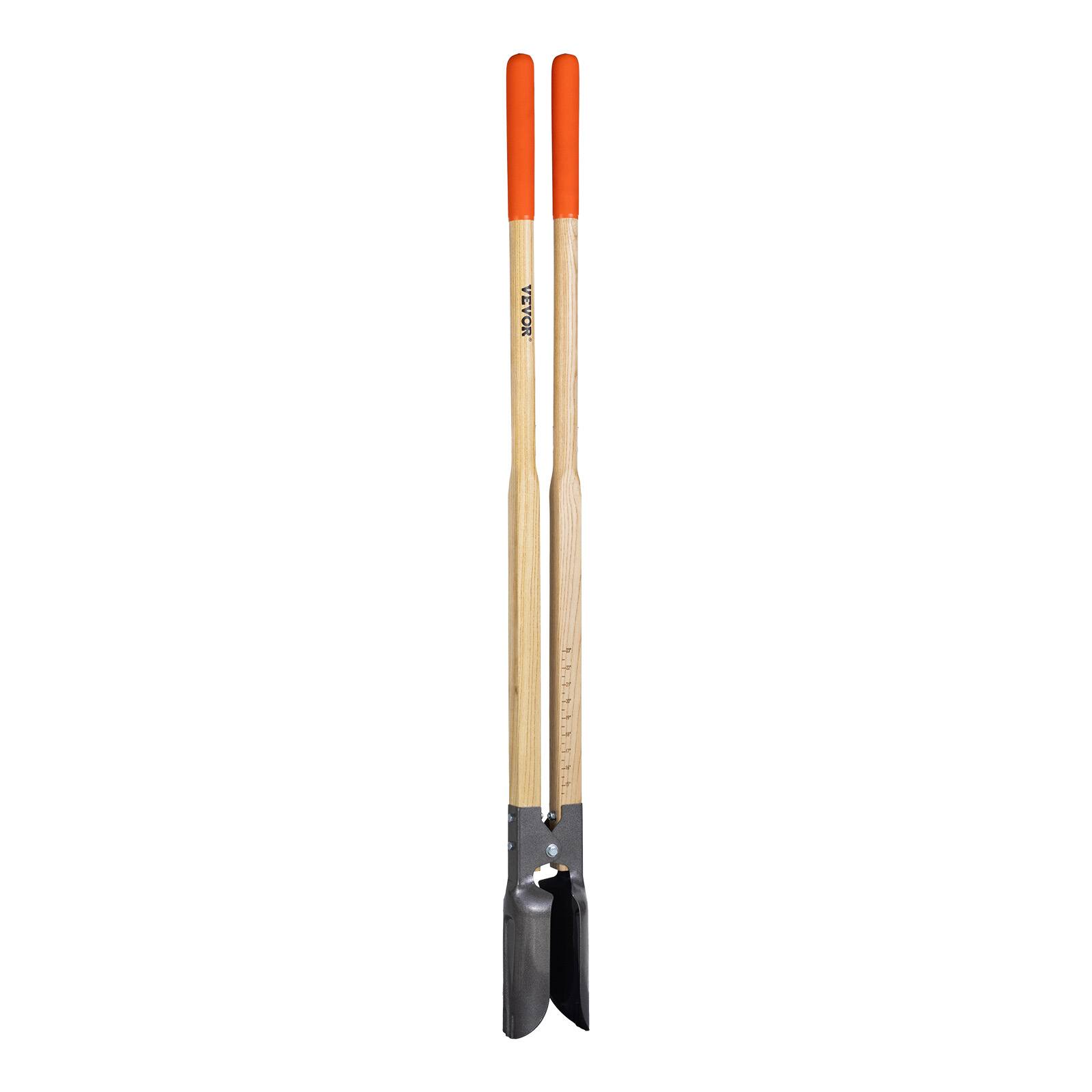 Alt View 5. VEVOR - Post Hole Digger, Heavy Duty Post Hole Digger with Wood Handle, Manual Hole Digger with Scale Markings and Metal Blade - Natural Wood.