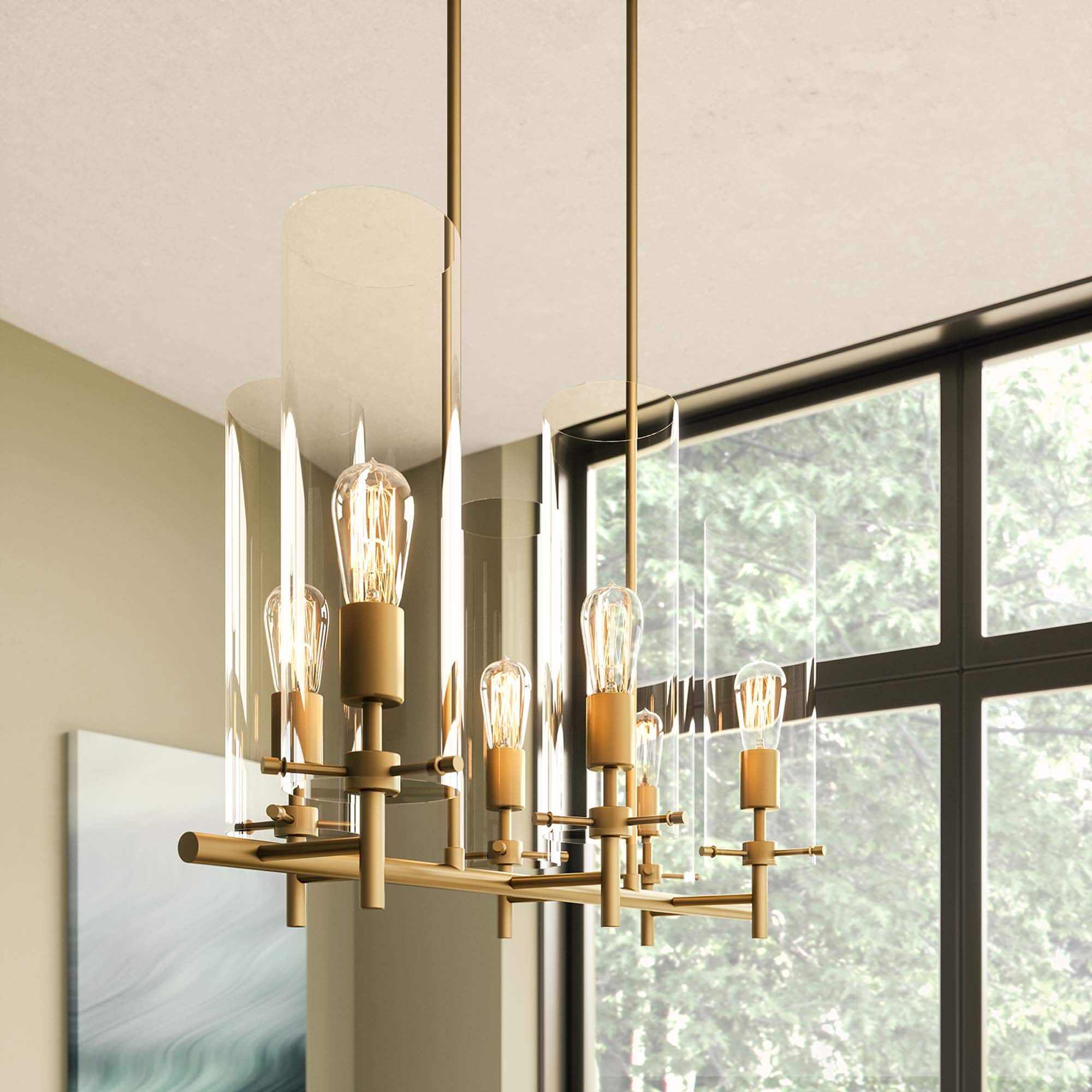 Skylark 6-Light Chandelier by Modway - Clear Satin Brass