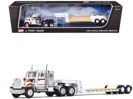 First Gear - Western Star 4900 with 36 Vintage Flat Top Sleeper and Rogers Vintage Lowboy Trailer with Graphics 1/64 - White