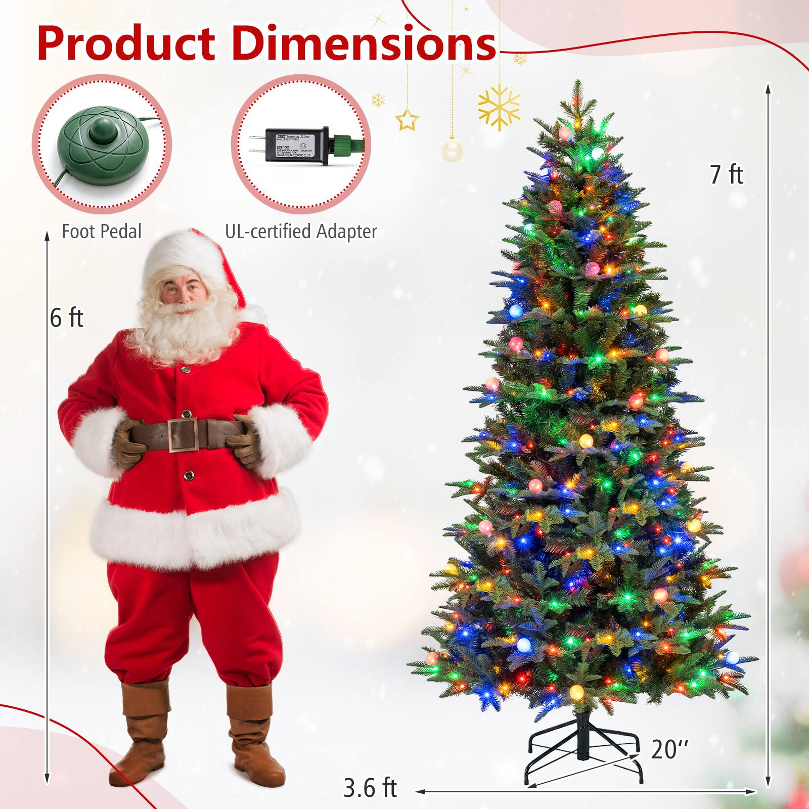Product Dimensions

- Foot Pedal
- UL-certified Adapter

- 7 ft
- 6 ft
- 3.6 ft
- 20"