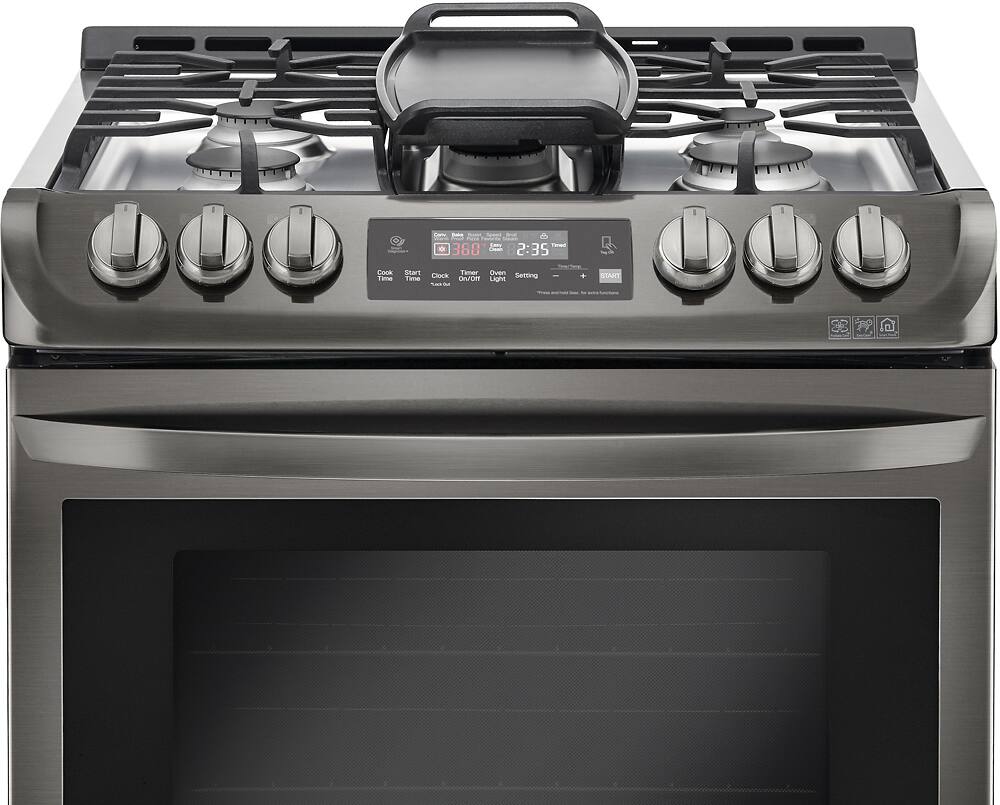 Alt View 2. LG - 6.3 Cu. Ft. Smart Slide-In Gas True Convection Range with EasyClean and UltraHeat Power Burner - Black Stainless Steel.