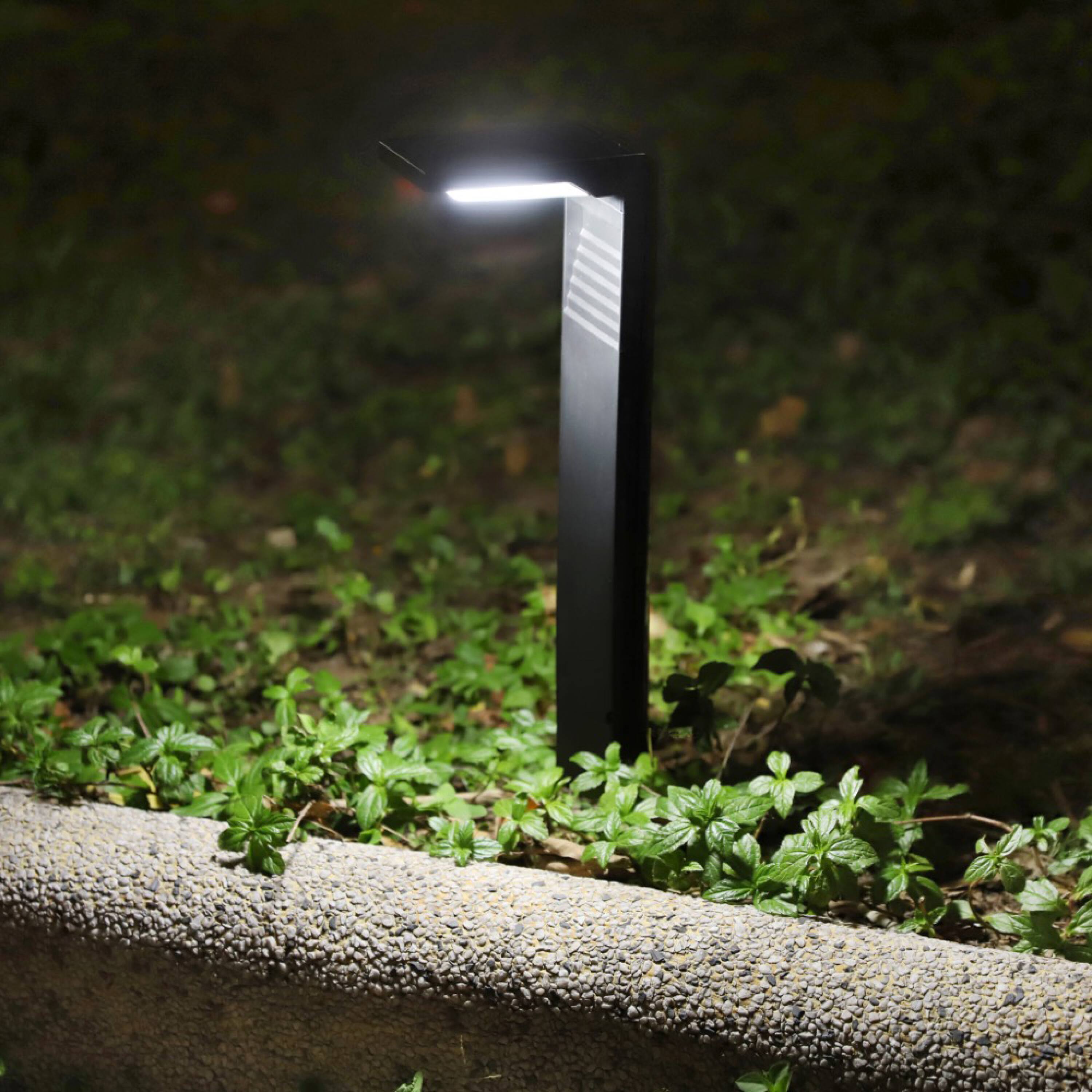 Back. Techko Maid - Outdoor Solar LED L-Shaped Weather Resistant Path Lights, Modern Minimal Design (2-Pack) - Black.