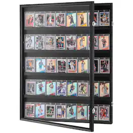 VEVOR - 35 Graded Sports Card Display Case,24.3x30.5x2.1in,Baseball Card Display Frame with 98%UV Protection Clear View PC Glass - Black